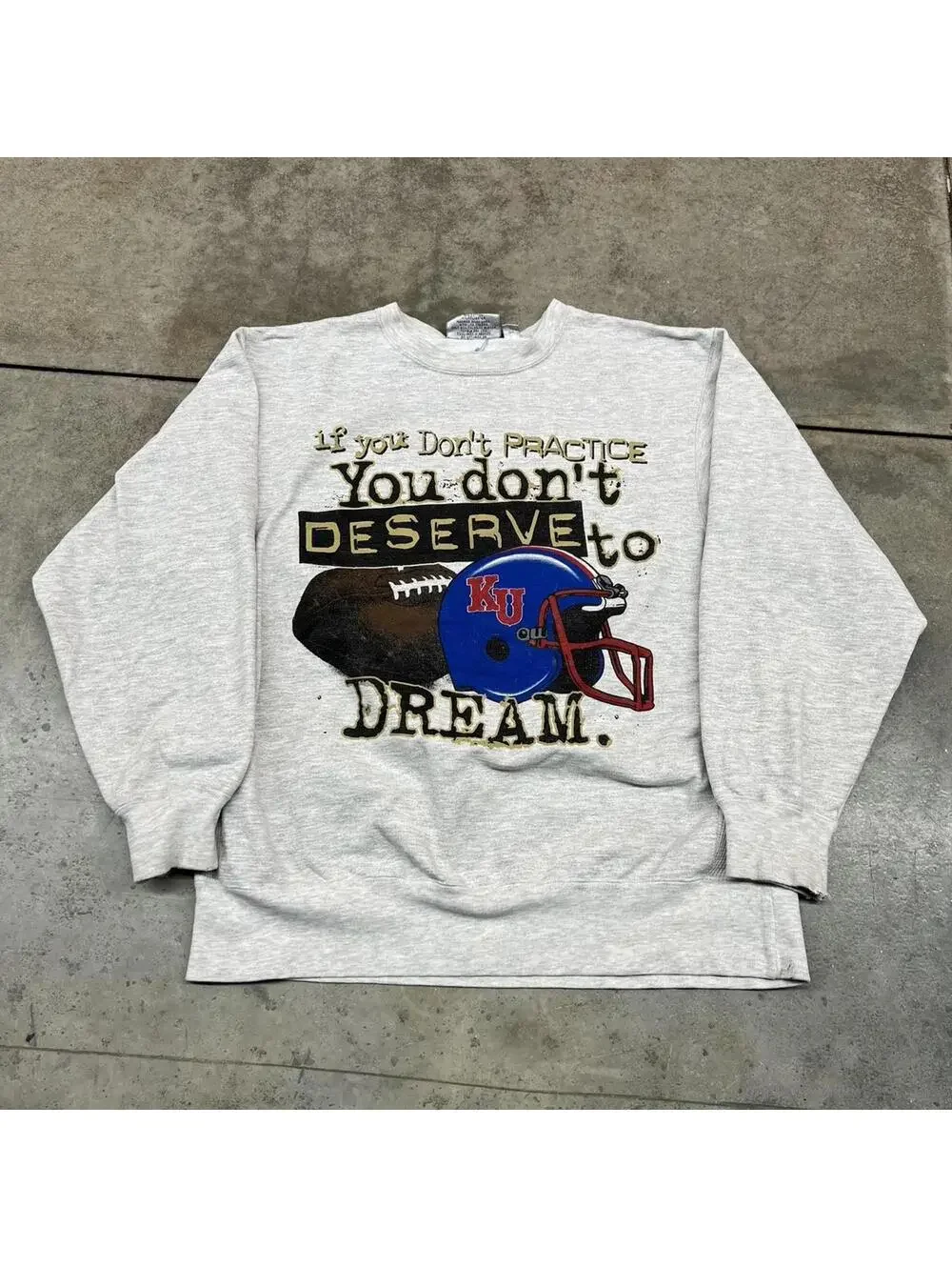 vintage you dont deserve to dream kansas university jayhawks collegiate crewneck